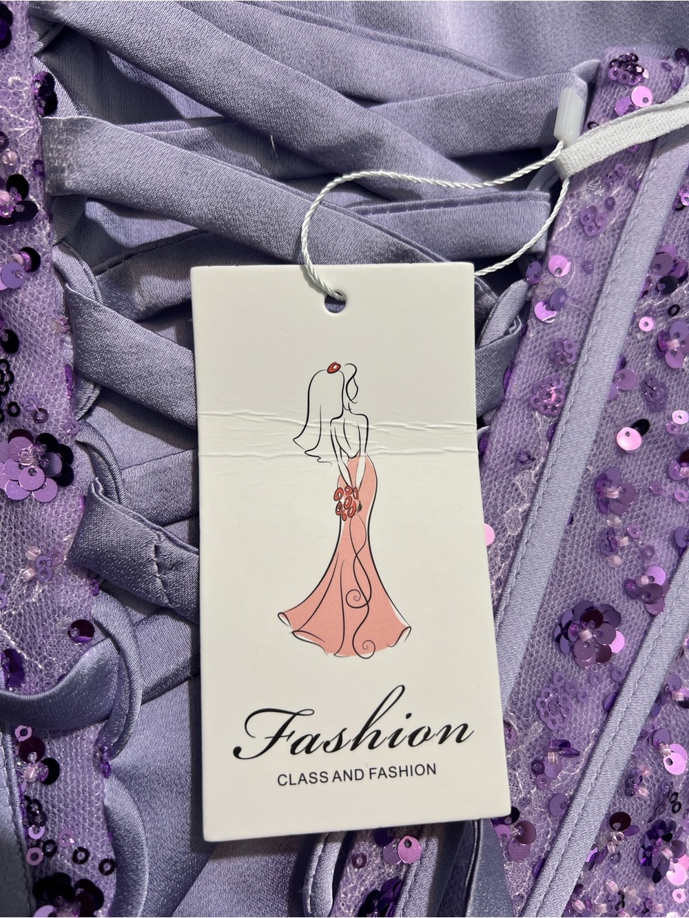 Lavender Strapless Sequin Corset Satin Maxi Gown Dress Size 0 formal party NWT - Picture 7 of 7